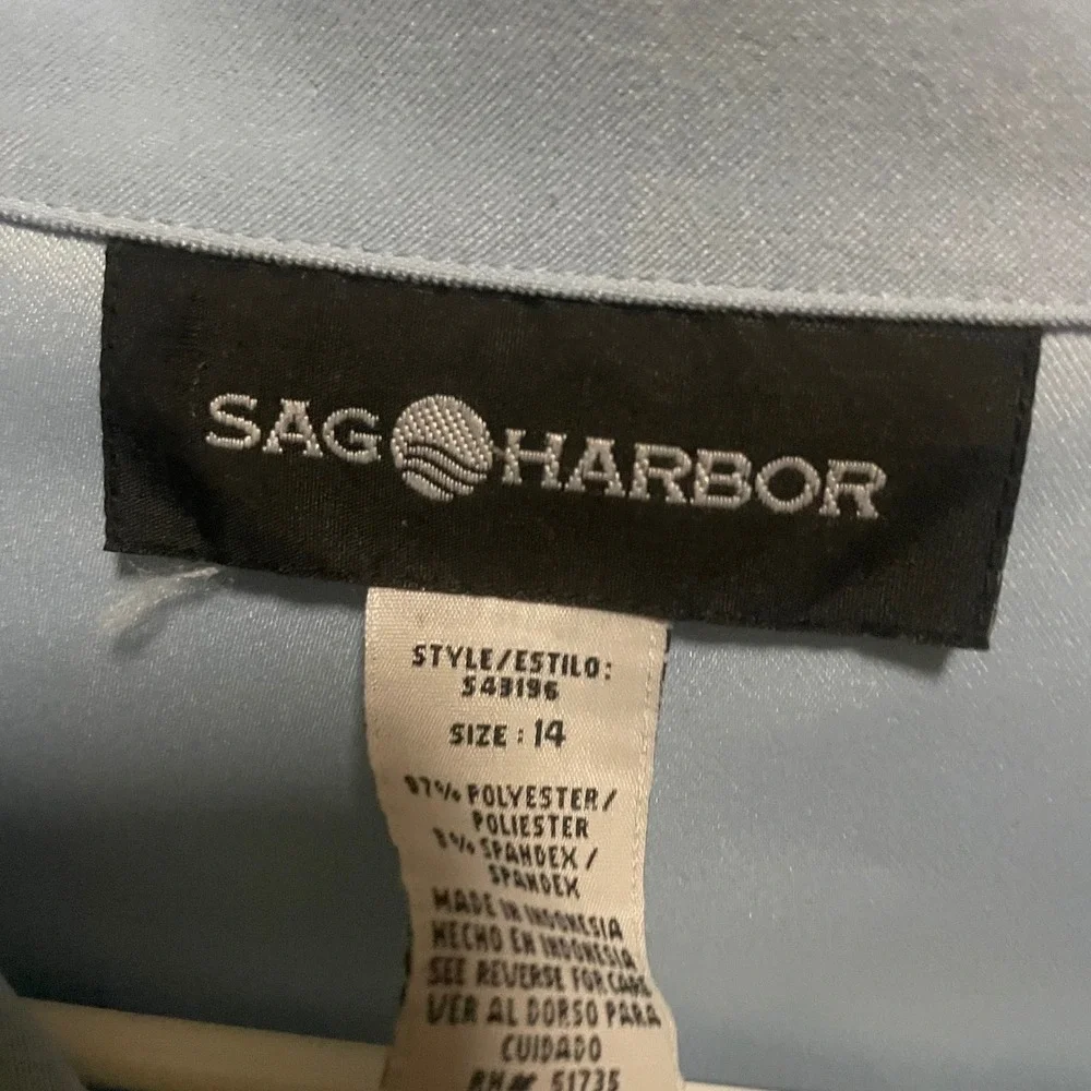 Sag Harbor Women's Blazer Size 14 Blue Button Down Long Sleeve Career‎